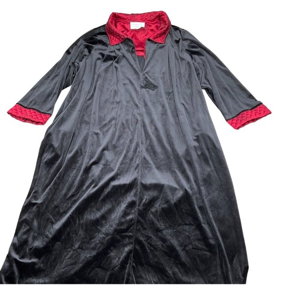 Cinema Exoile Robe Women 3XLarge Black Red Embossed Velour 1/4 Zip Long Soft VTG - Picture 1 of 13